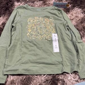 Cat & Jack Green Floral Long Sleeve Tee